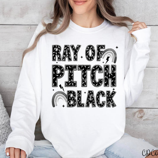 Ray of Pitch Black Rainbow Faux Embroidery DTF