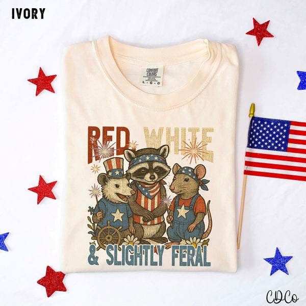 Red White & Slightly Feral Opossum Raccoon Rat 5492 DTF