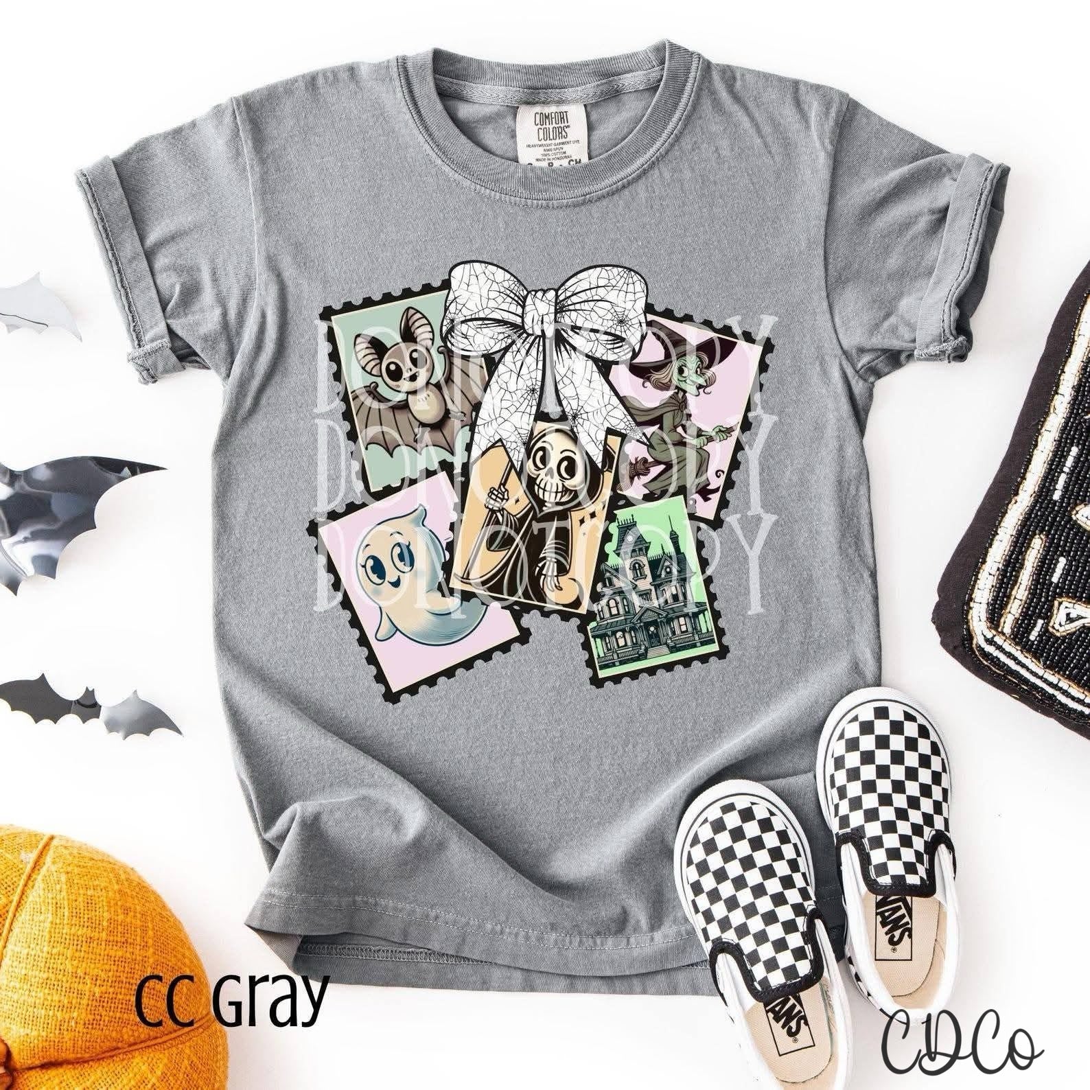Retro Halloween Stamps w/Bow - 7225 DTF