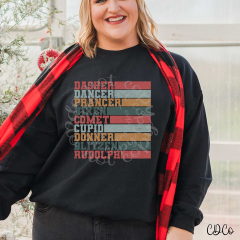Retro Reindeer Names DTF