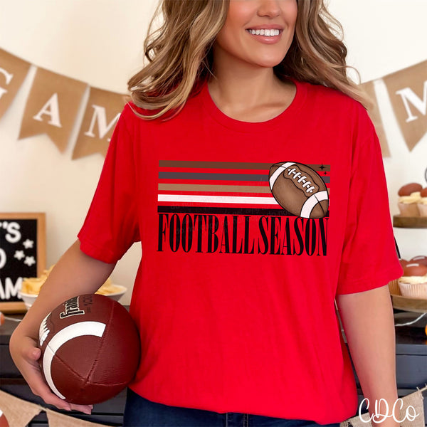 Football Season Retro Stripe Football DTF