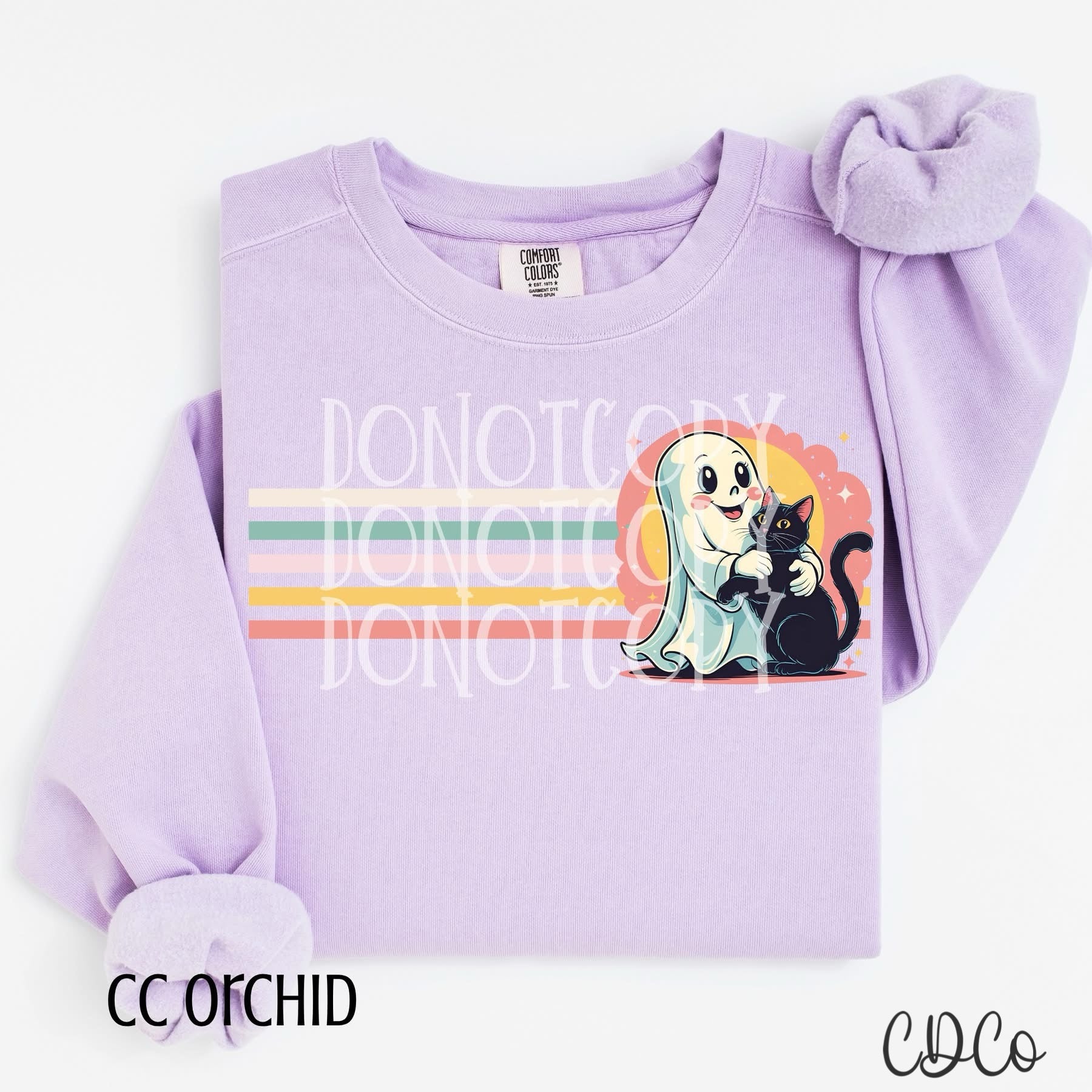 Retro Stripe Ghost W/Cat - 7227 DTF