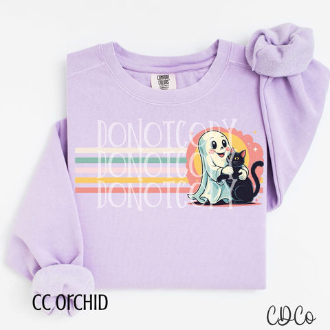 Retro Stripe Ghost W/Cat - 7227 DTF