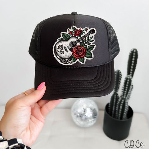 Rose Guitar Faux Embroidery DTF