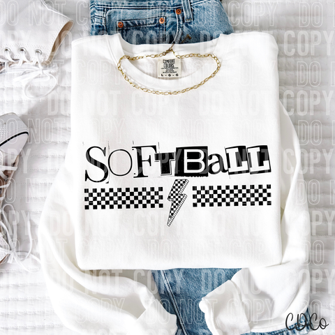 Softball Checkered Bolt 6073 DTF