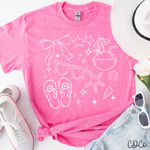 Summer Doodle White 6094 DTF