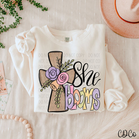 She Blooms Floral Cross 4022 DTF