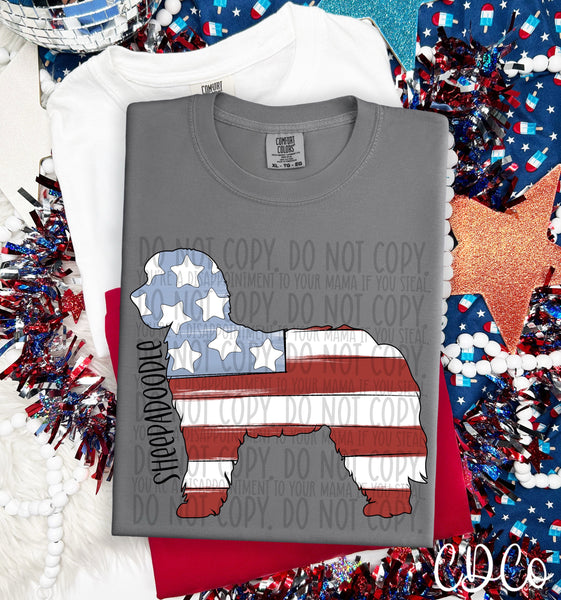 Patriotic Dog Black Text 6 of 7 DTF
