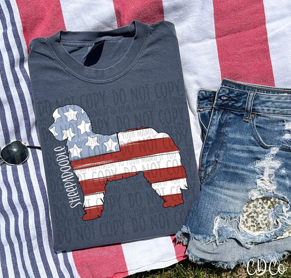 Patriotic Dog White Text 6 of 7 DTF