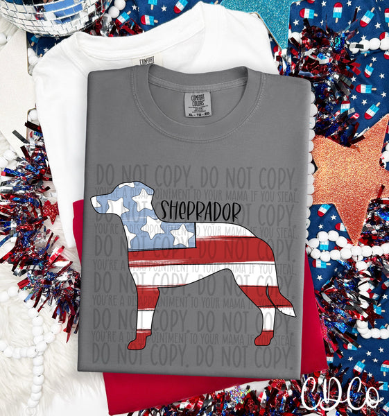 Patriotic Dog Black Text 6 of 7 DTF