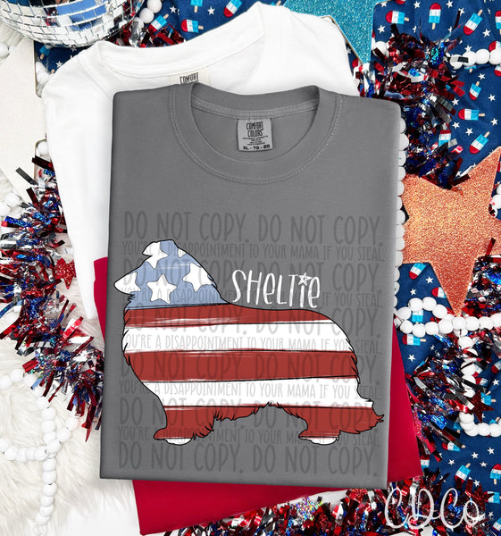 Patriotic Dog White Text 6 of 7 DTF