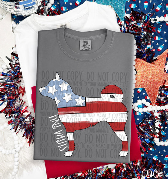 Patriotic Dog White Text 7 of 7 DTF