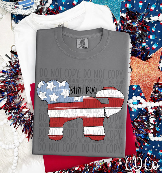 Patriotic Dog Black Text 6 of 7 DTF