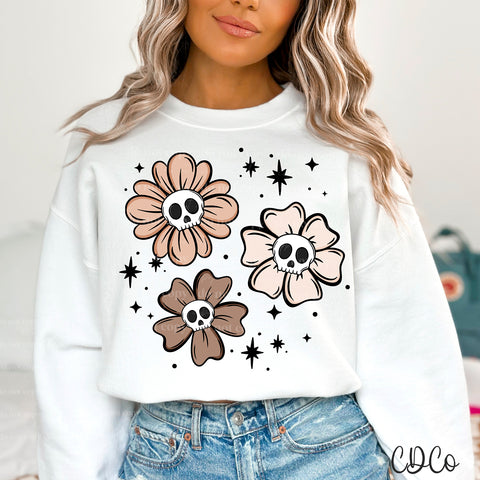 Skellie Flowers and Stars Neutral 3462 DTF