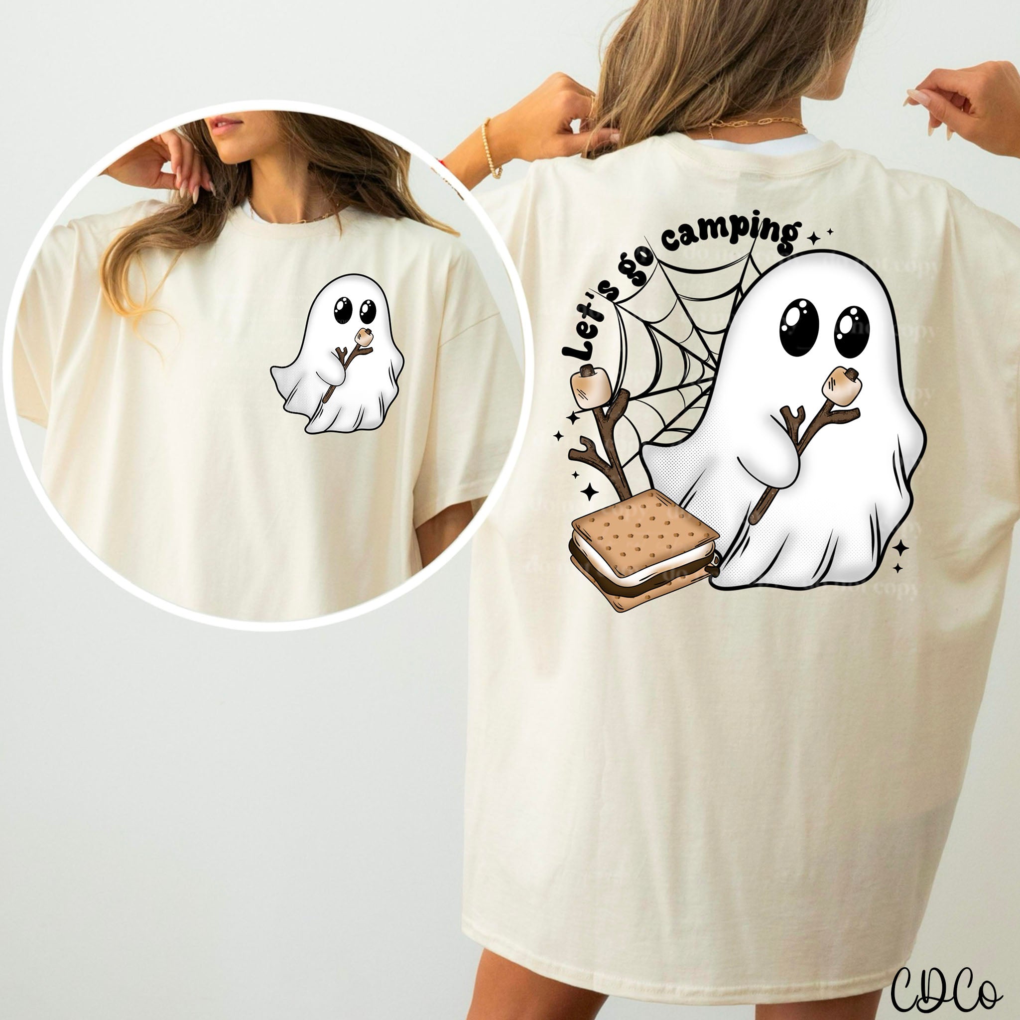 S'more Ghost Let's Go Camping w/Pocket DTF