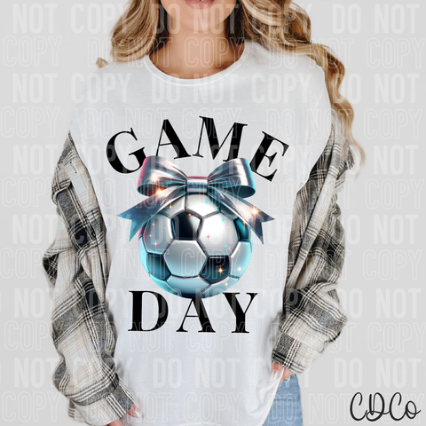 Soccer Faux Holo Bow Game Day 2131 DTF