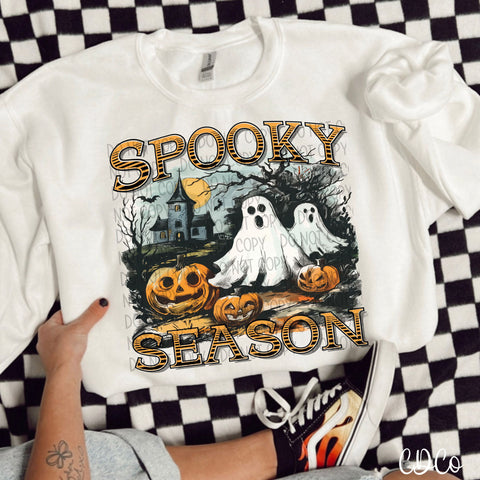 Spooky Season Haunted Ghost Pumpkins DTF
