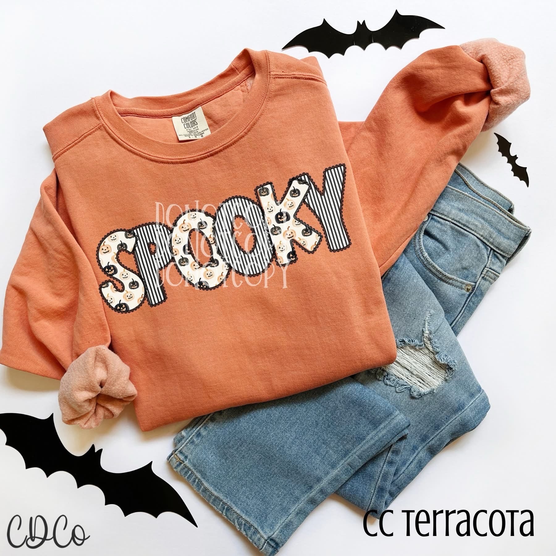 Spooky Straight Pumpkins Striped Doodle  - 7233 DTF