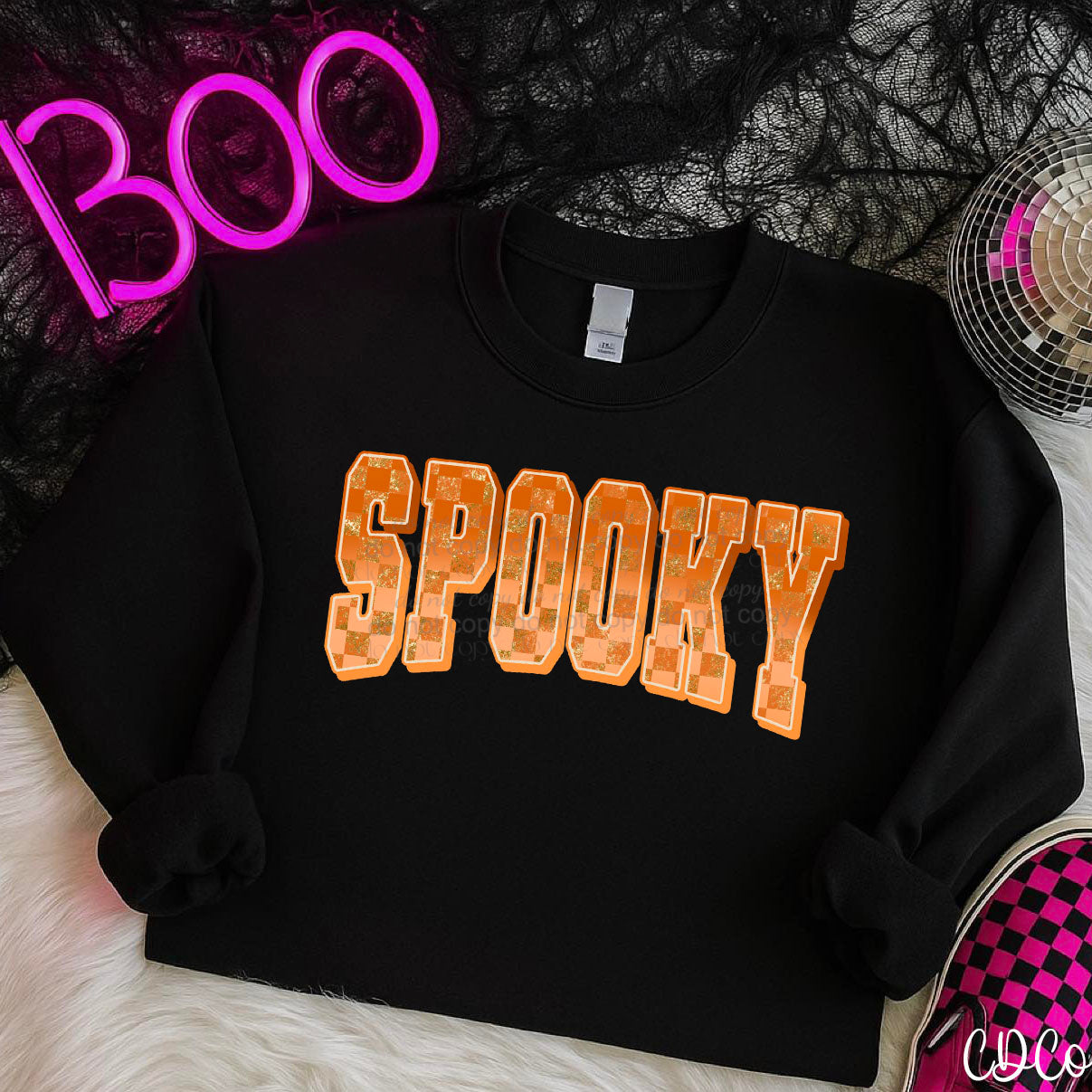 Spooky Faux Gold Checkered 5751 DTF