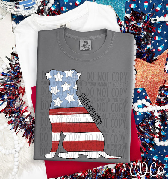 Patriotic Dog Black Text 6 of 7 DTF