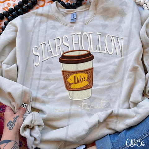 Stars Hollow Coffee Faux Embroidery DTF