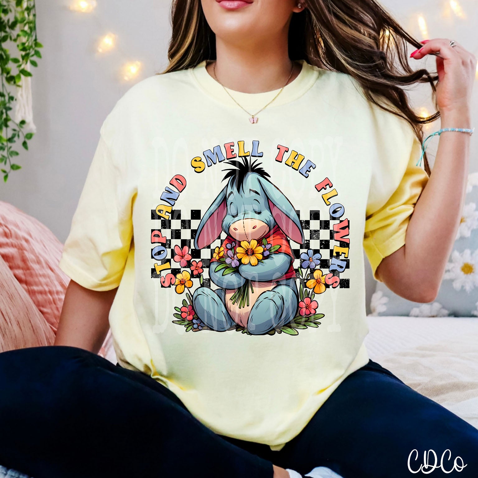 Stop and Smell the Flowers Checked Donkey 2780 DTF