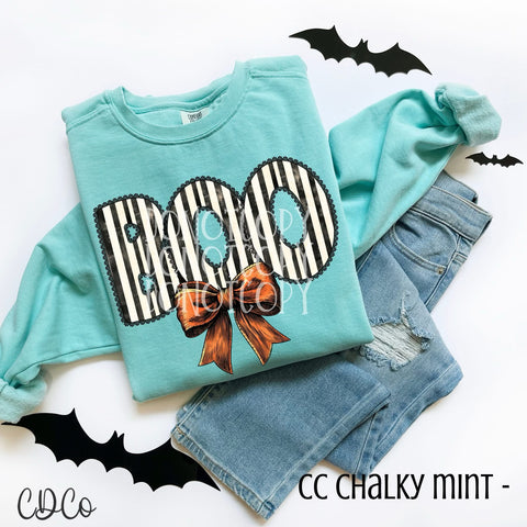 Striped Scallop Boo Orange Bow - 7235 DTF