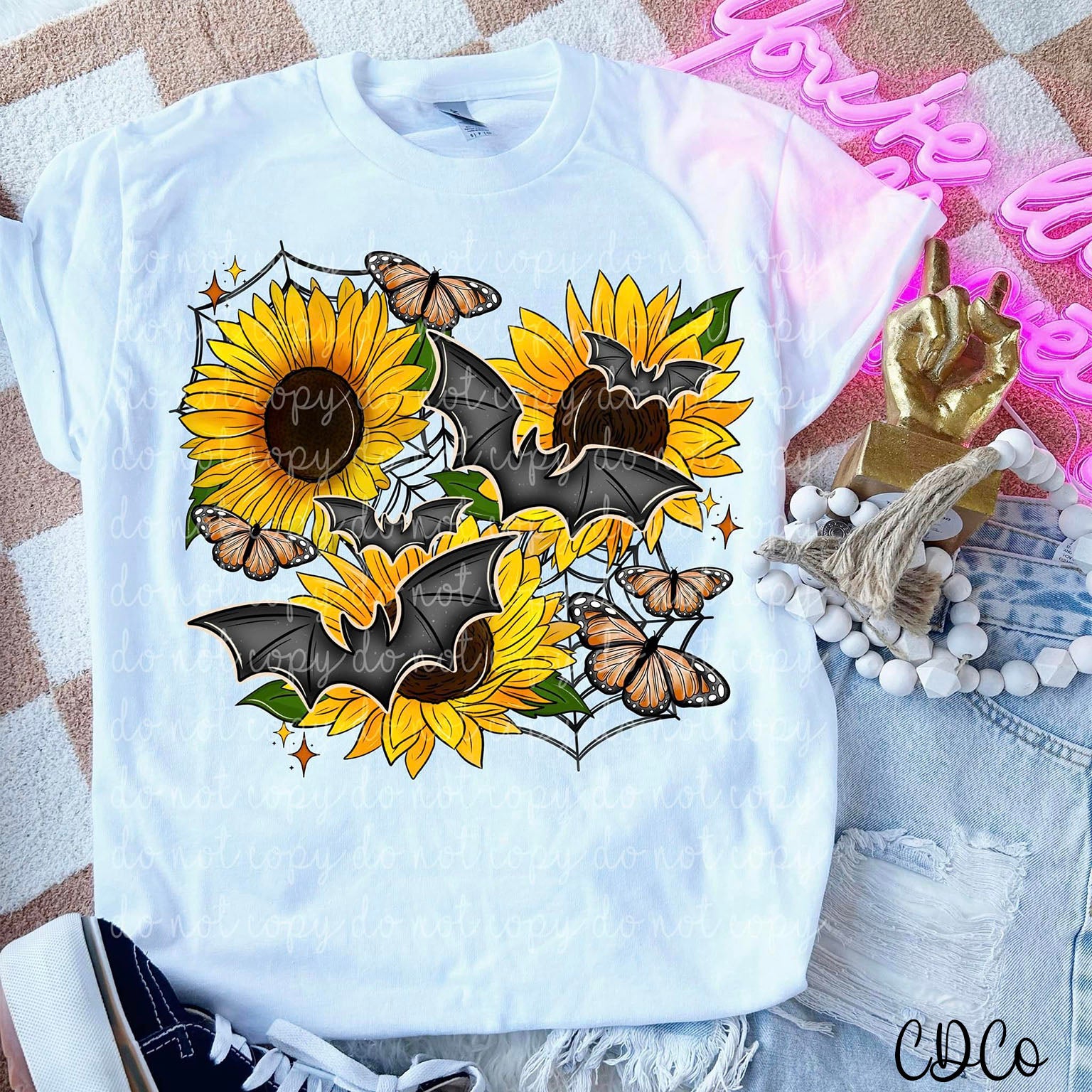 Sunflower Bats Butterflies DTF