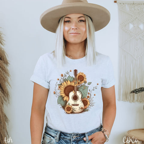 Sunflowers Guitar DTF