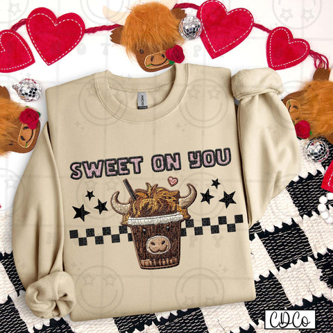 Sweeton You Highland Cow Faux Emb 3495 DTF