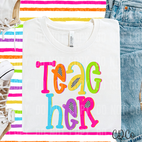 Teacher Colorful Checkered 6394 DTF