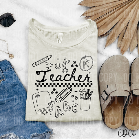 Teacher Doodle Black 6250 DTF