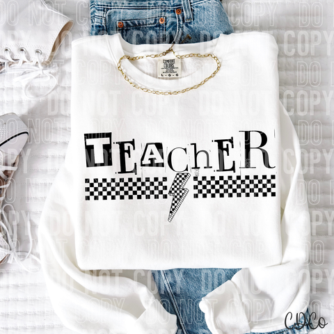 Teacher Checkered Bolt 6098 DTF