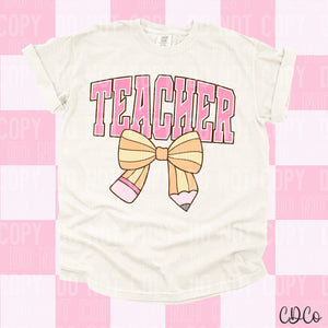 Teacher Pencil Bow 3632 DTF