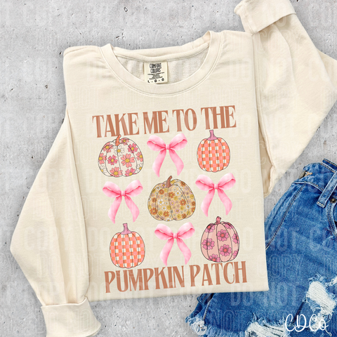 Take Me to the Pumpkin Patch Pink Bow Grid 3005 DTF