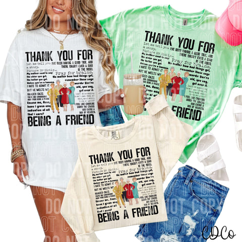 Thank You For Being a Friend Golden 5564 DTF
