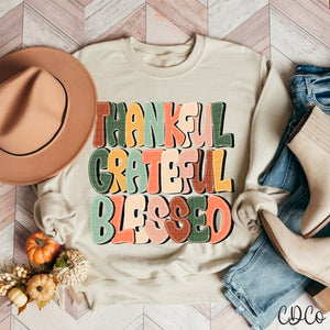 Thankful Grateful Blessed Multi Letters 2058 DTF