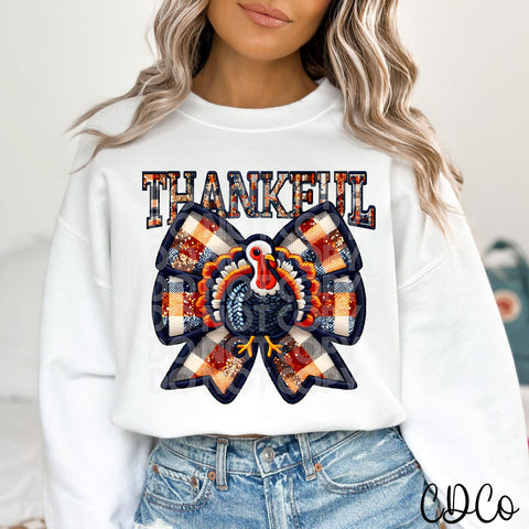 Thankful Turkey Bow Faux Accents DTF