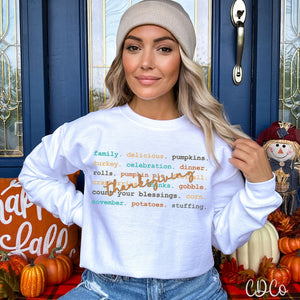 Thanksgiving Words DTF