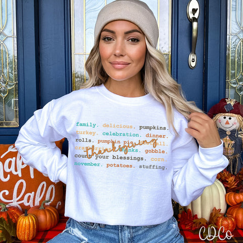 Thanksgiving Words DTF