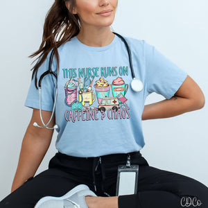 This Nurse Runs on Caffeine & Chaos DTF