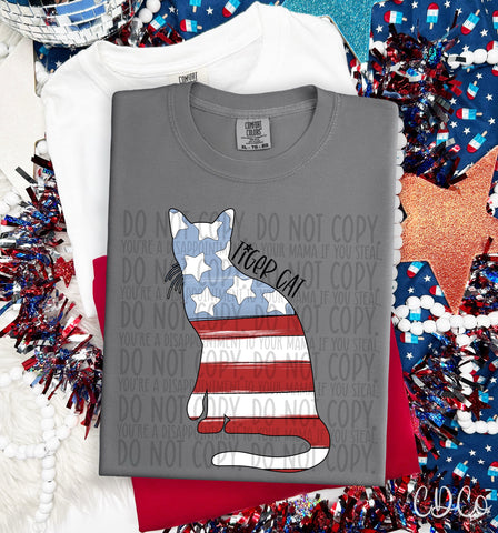Patriotic Cat Black Text 1 of 1 DTF