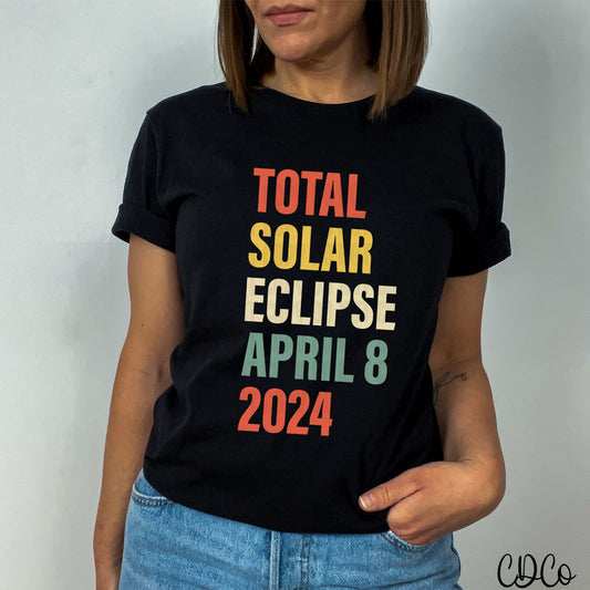 Total Solar Eclipse Retro Color Text DTF