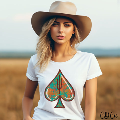 Turquoise Orange Spade DTF