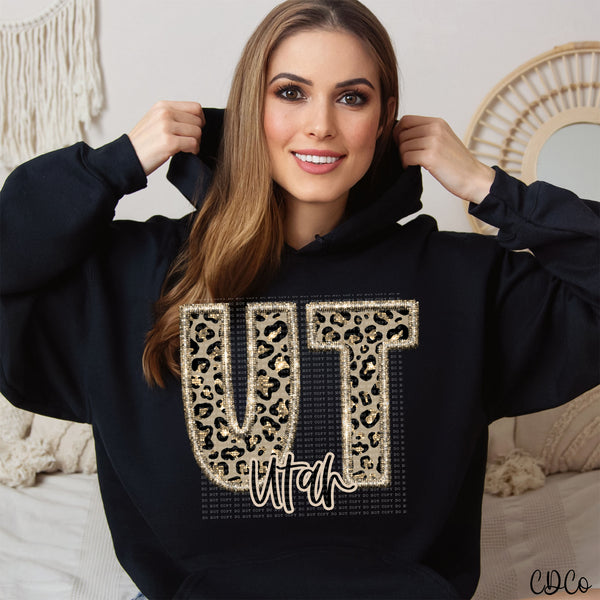 Leopard Faux Embroidery & Glitter States DTF (NC-WV)