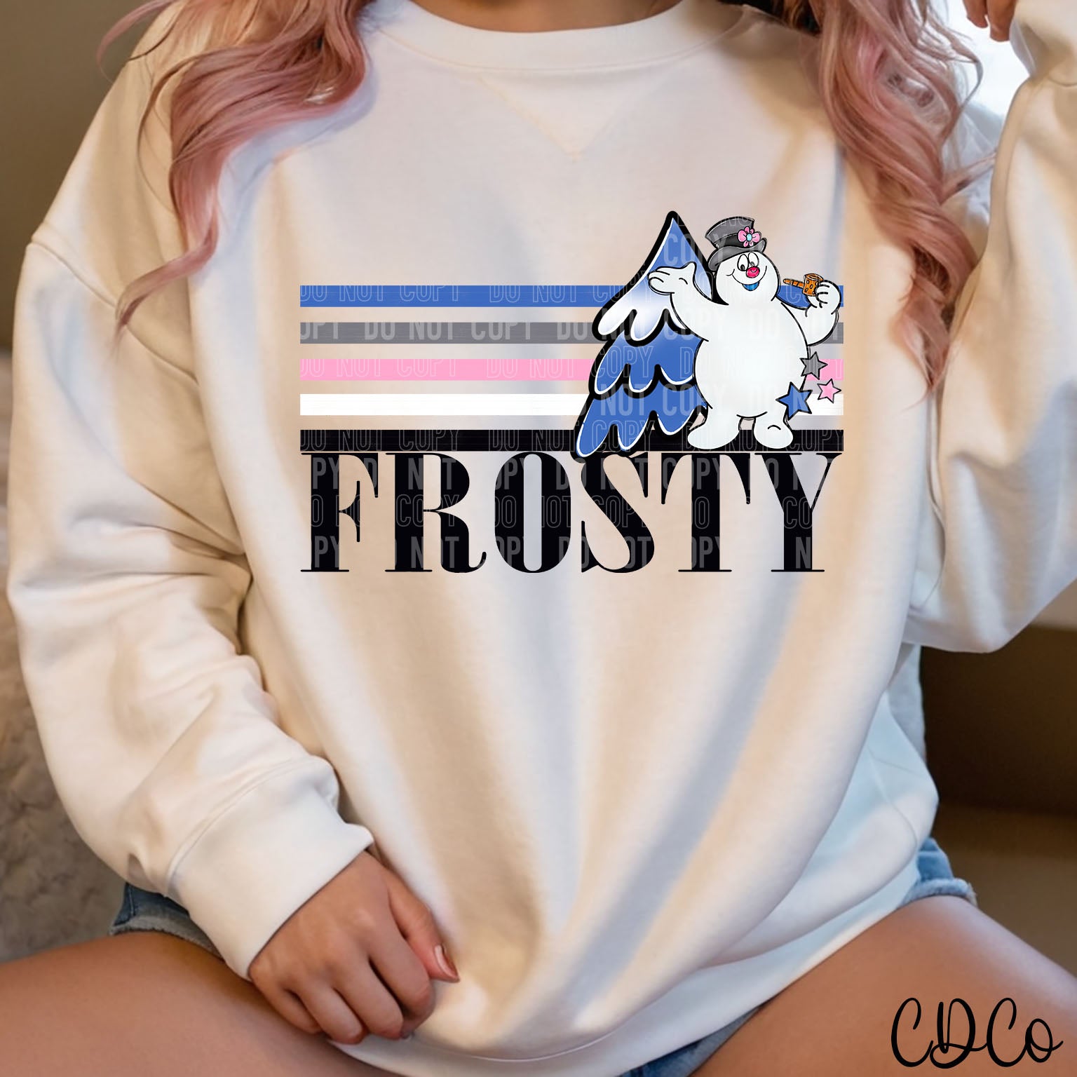 Frosty Retro Stripe Snowman DTF