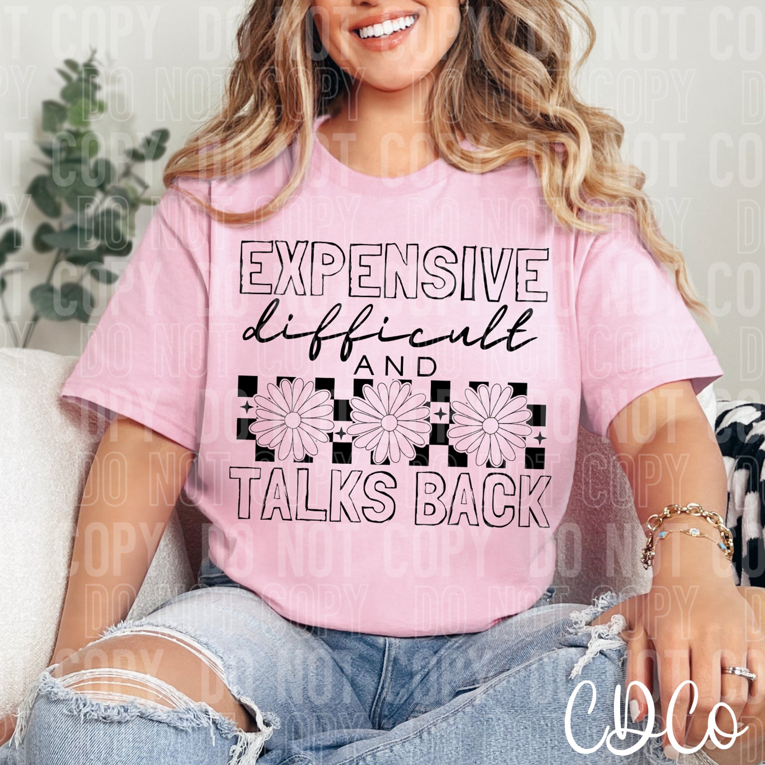 Floral Checked Expensive Difficult and Talks Back 2846 DTF