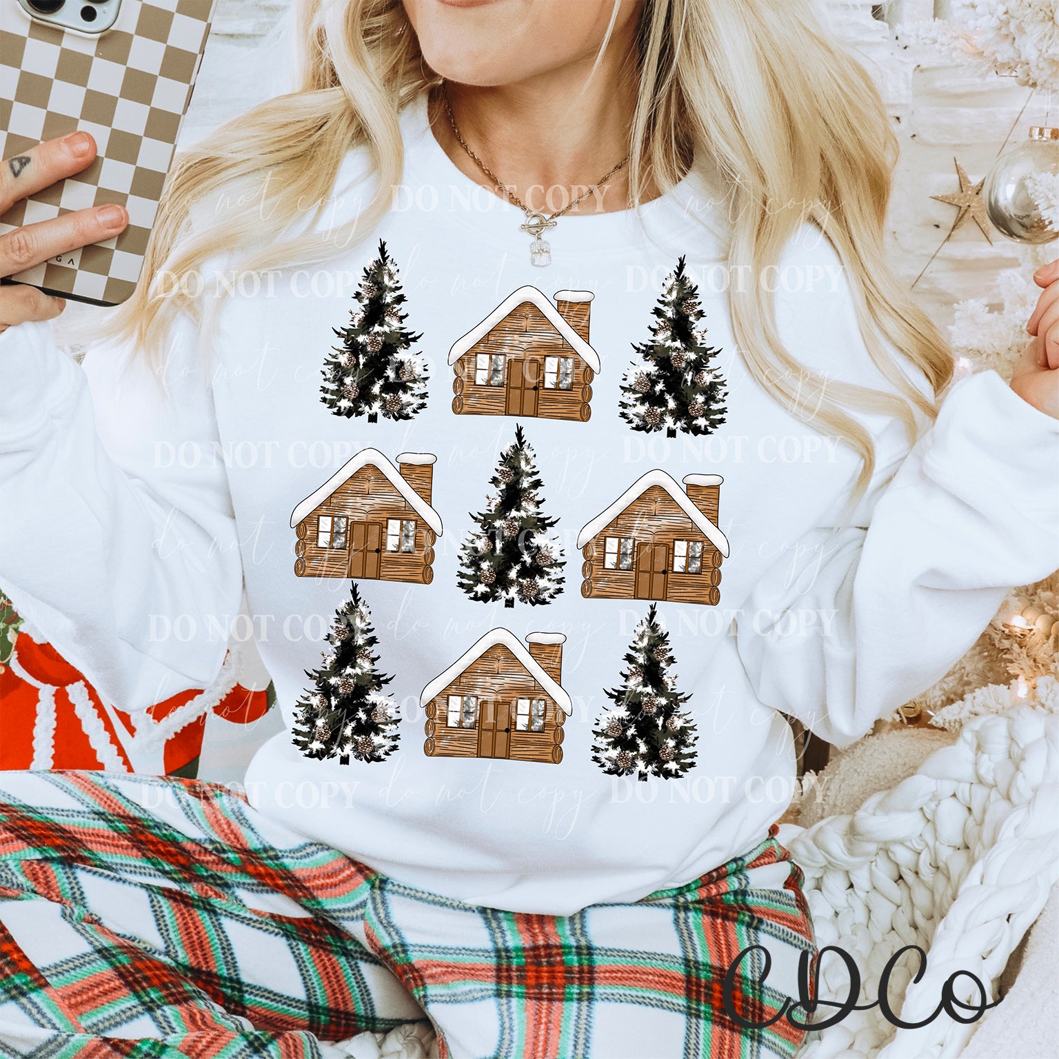 Winter Cabin Grid DTF