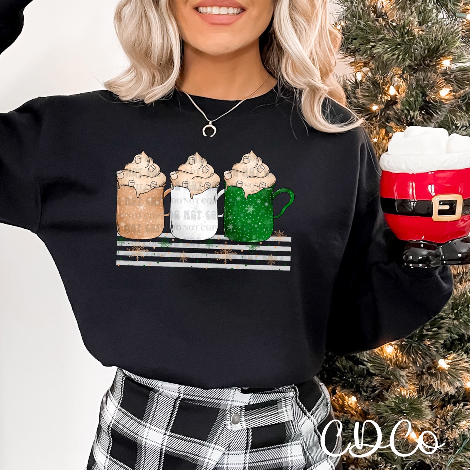 Coffee Mugs Green Stripe DTF