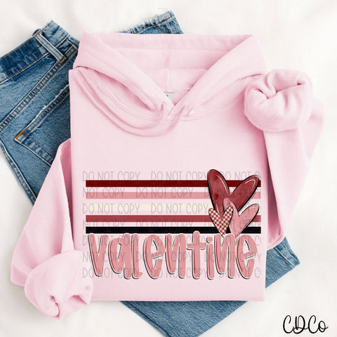Valentine Retro Stripe Hearts 2450 DTF